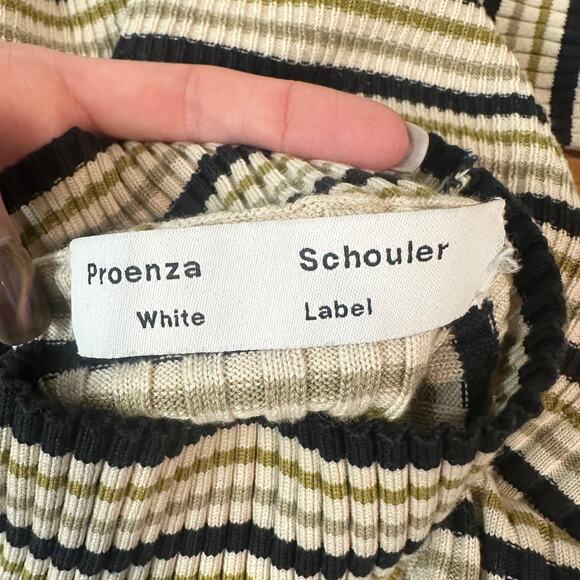 Proenza Schouler Rib Knit Striped Turtleneck Sweater Silk Cotton Y2K Style Top